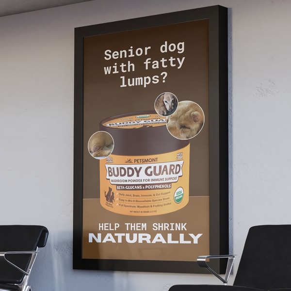 This ad creative targets senior dog health using a direct, pain-point-focused question and clear visual evidence of the results.